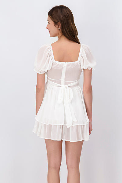 Powed mini dress WHITE