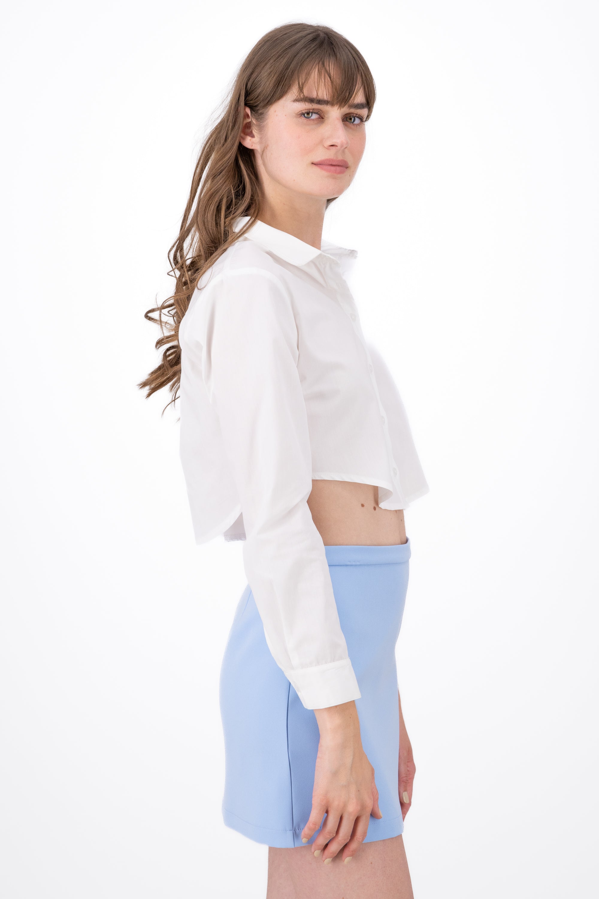 Lisisa Long Manga Crop shirt WHITE