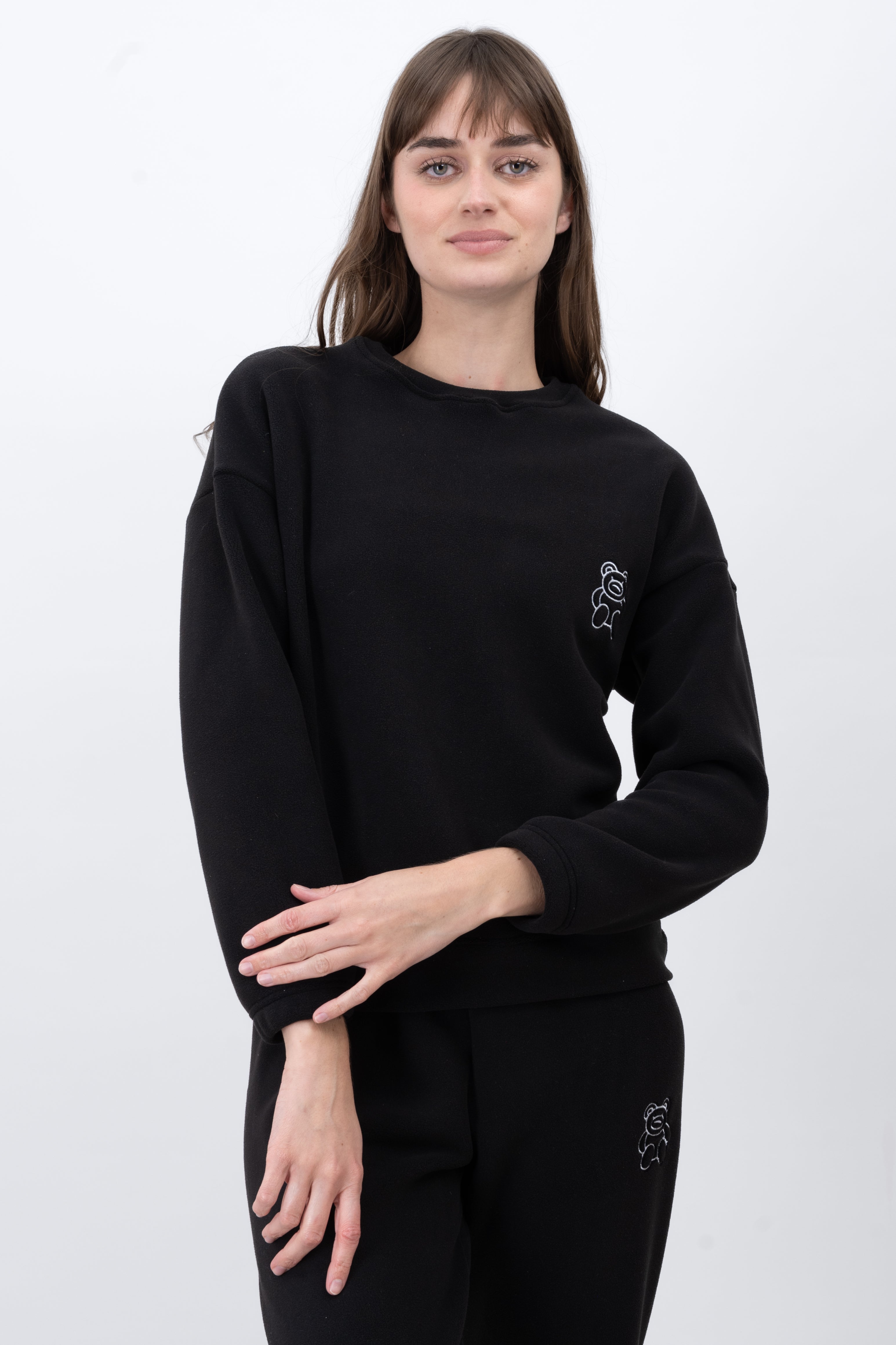 Sweatshirt with embroidered bear BLACK