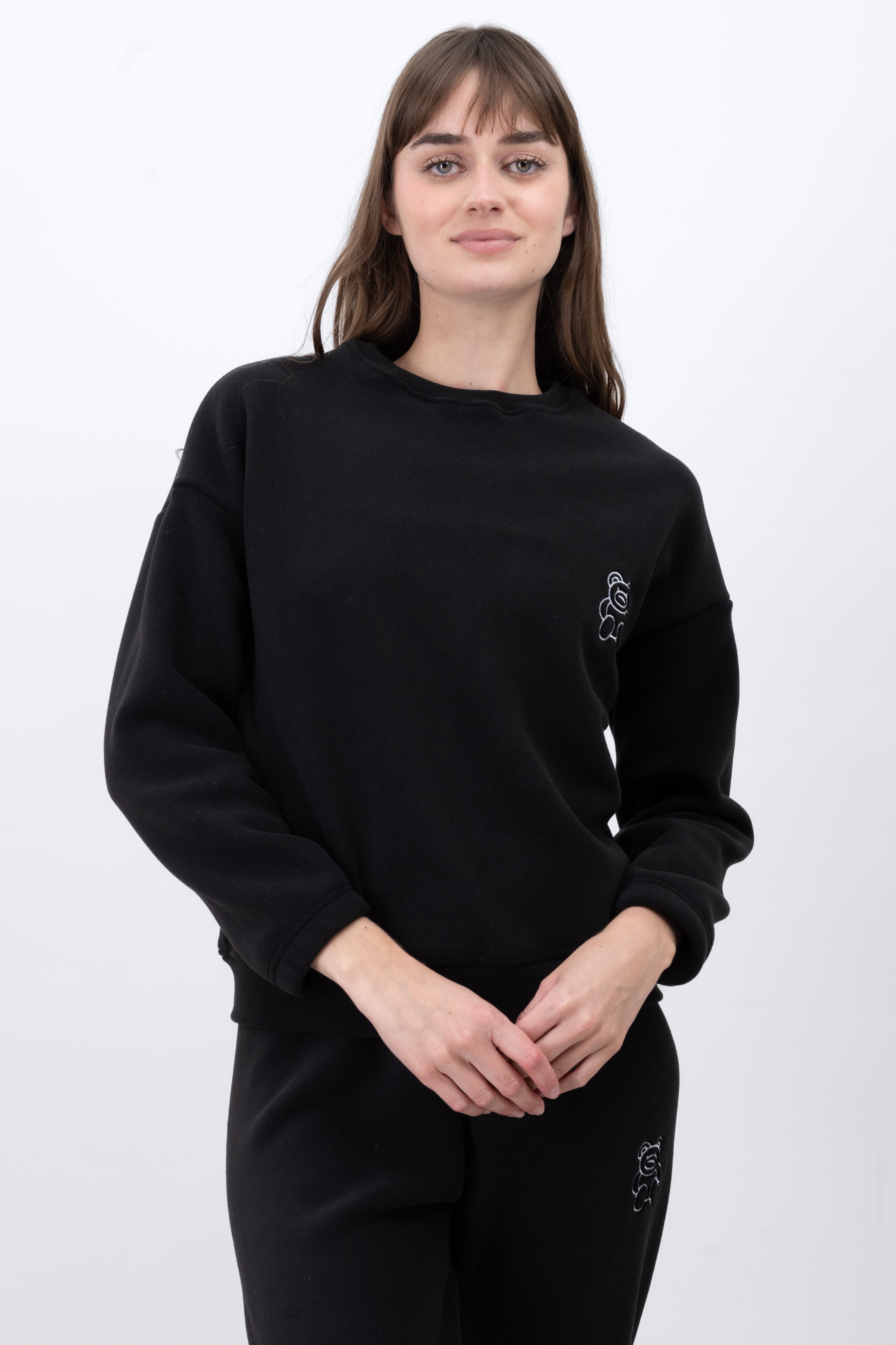 Sweatshirt with embroidered bear BLACK