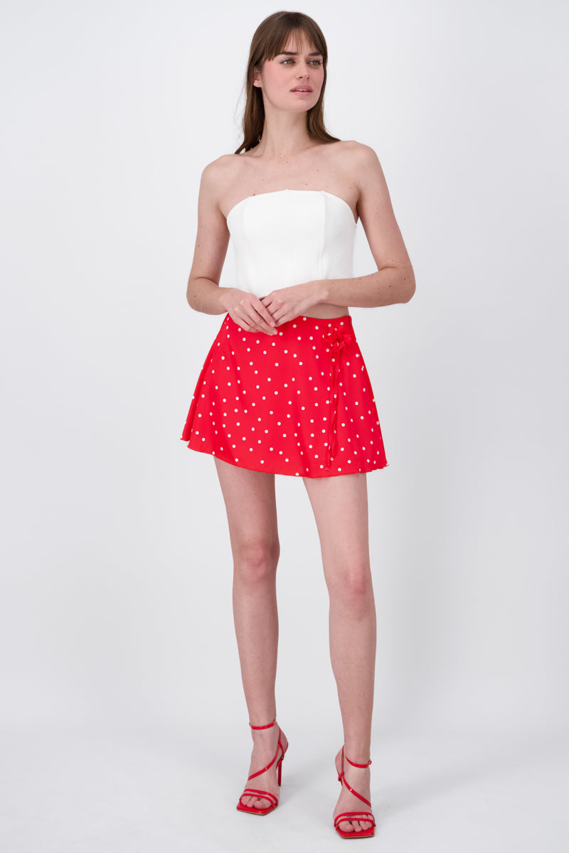 Satin Polkas skirt Combo red