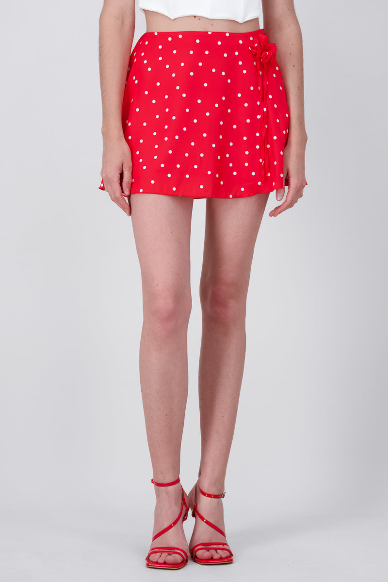 Satin Polkas skirt Combo red