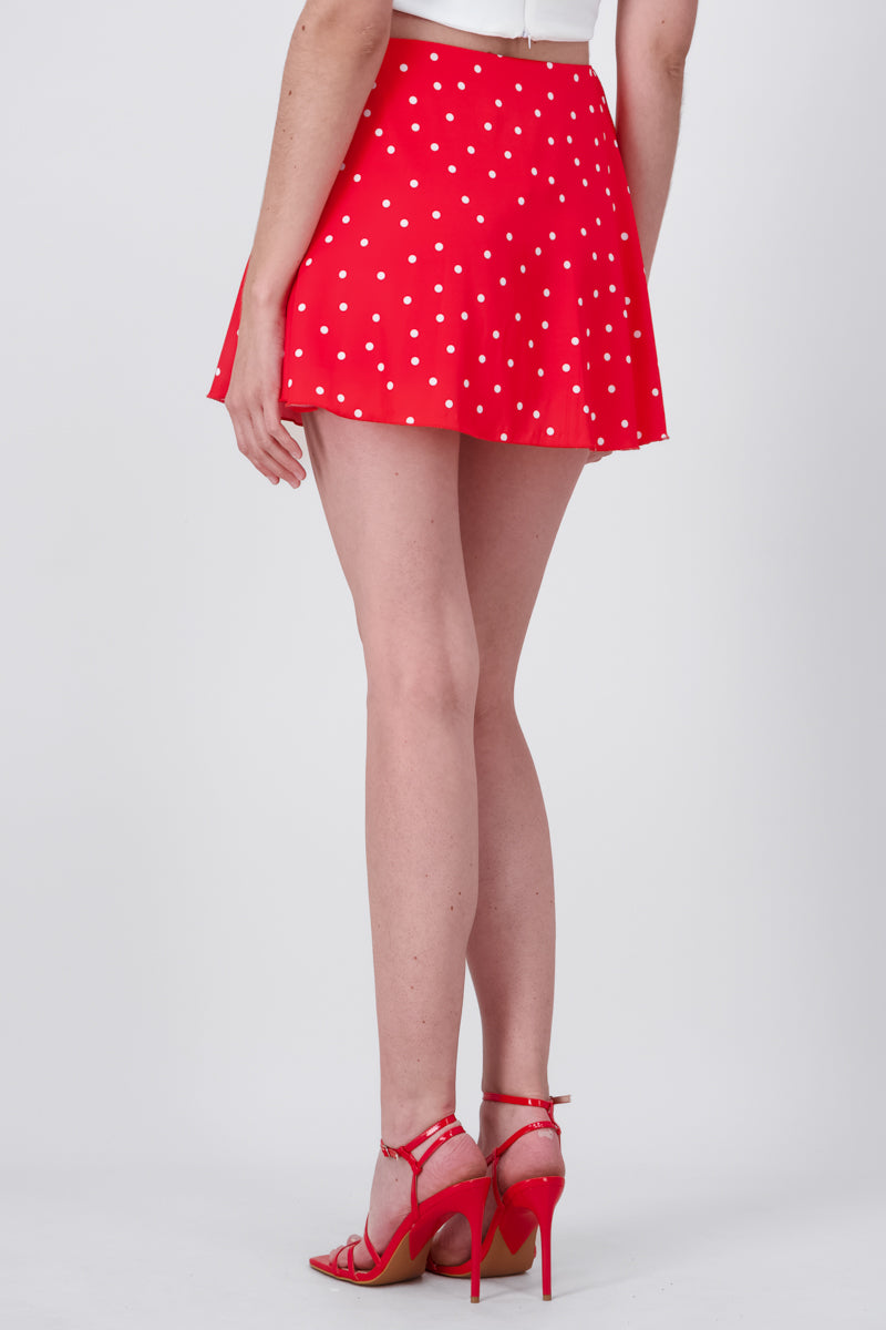 Satin Polkas skirt Combo red