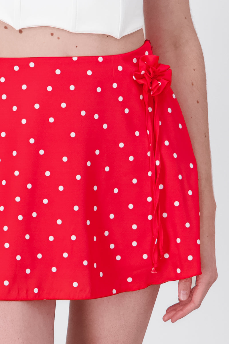 Satin Polkas skirt Combo red