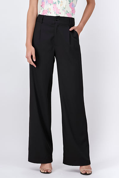 Straight pants tweezers pockets BLACK