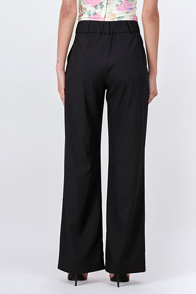 Straight pants tweezers pockets BLACK