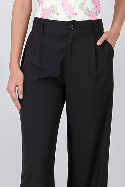 Straight pants tweezers pockets BLACK