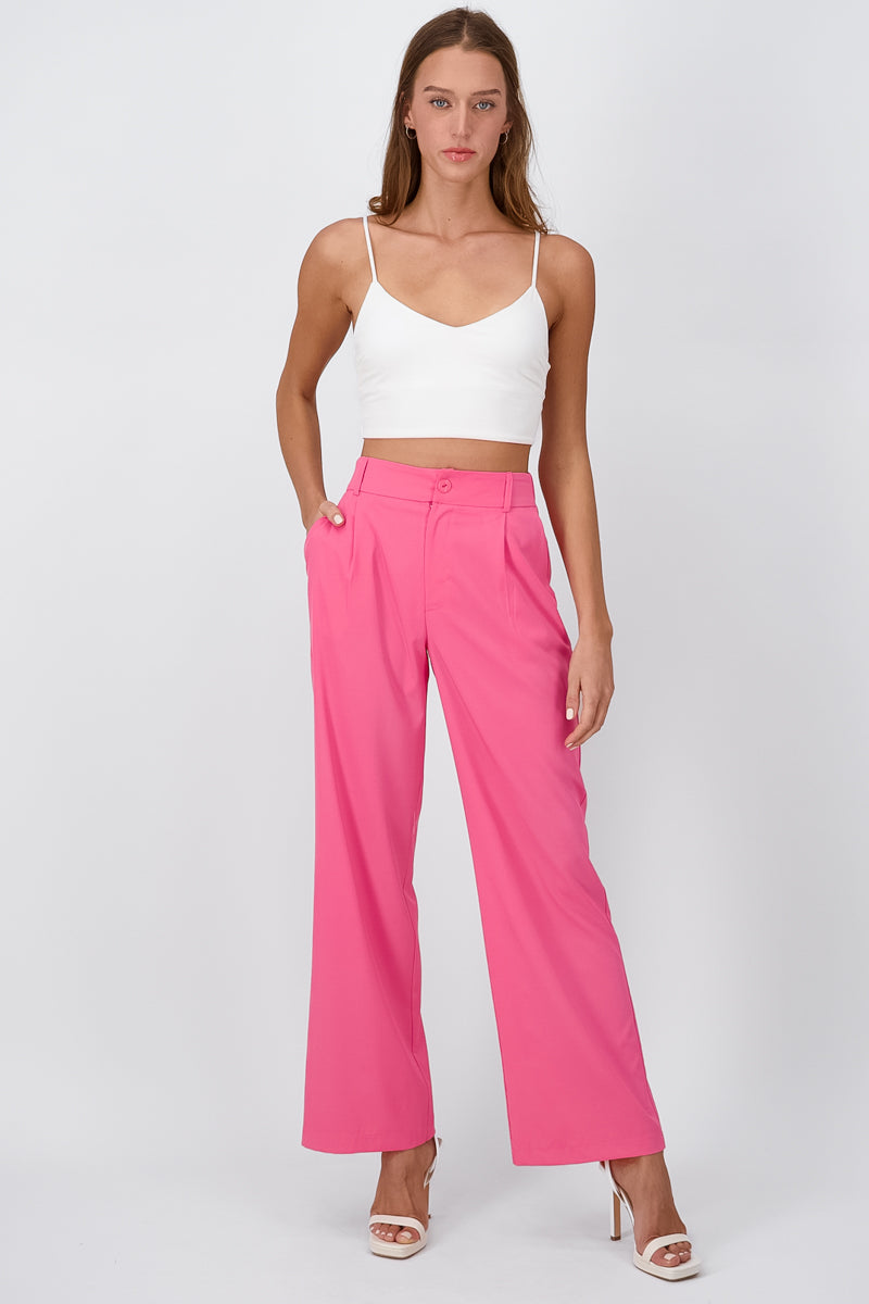 Straight pants tweezers pockets PINK