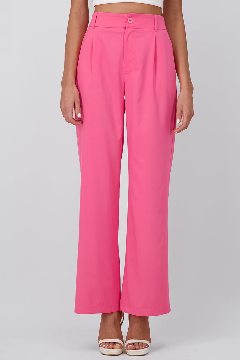 Straight pants tweezers pockets PINK