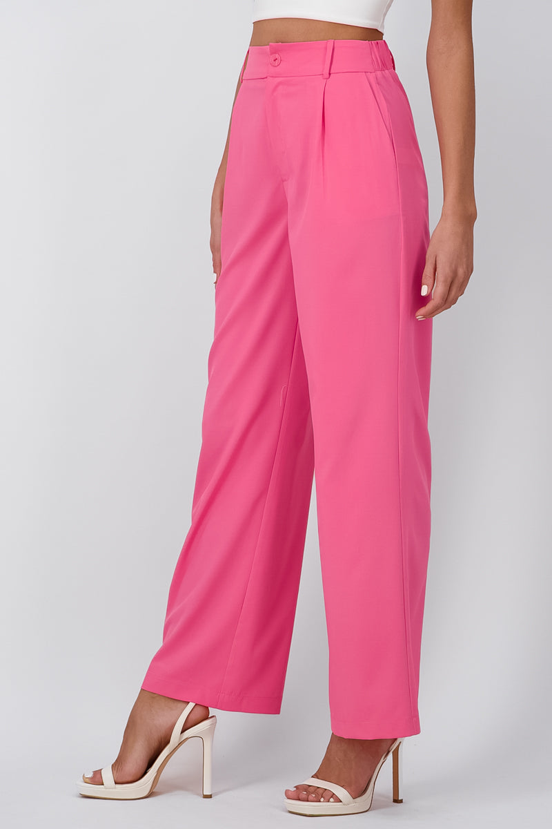 Straight pants tweezers pockets PINK