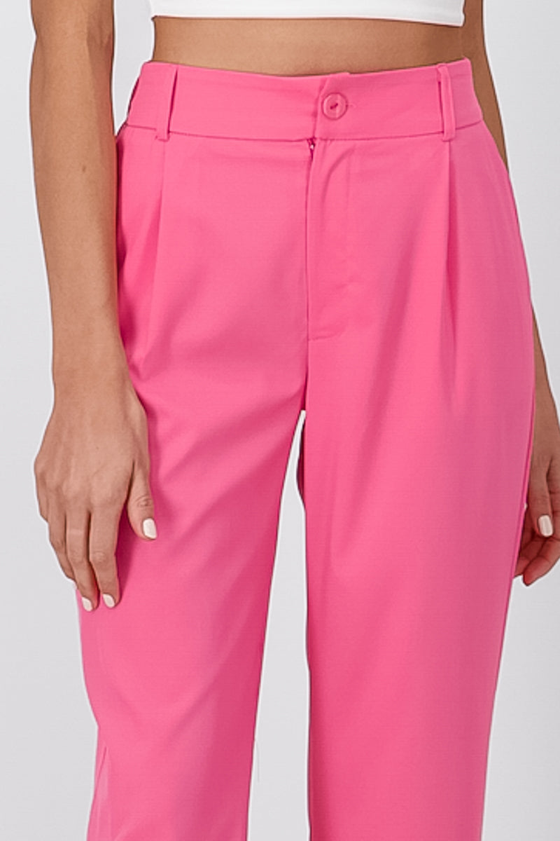 Straight pants tweezers pockets PINK