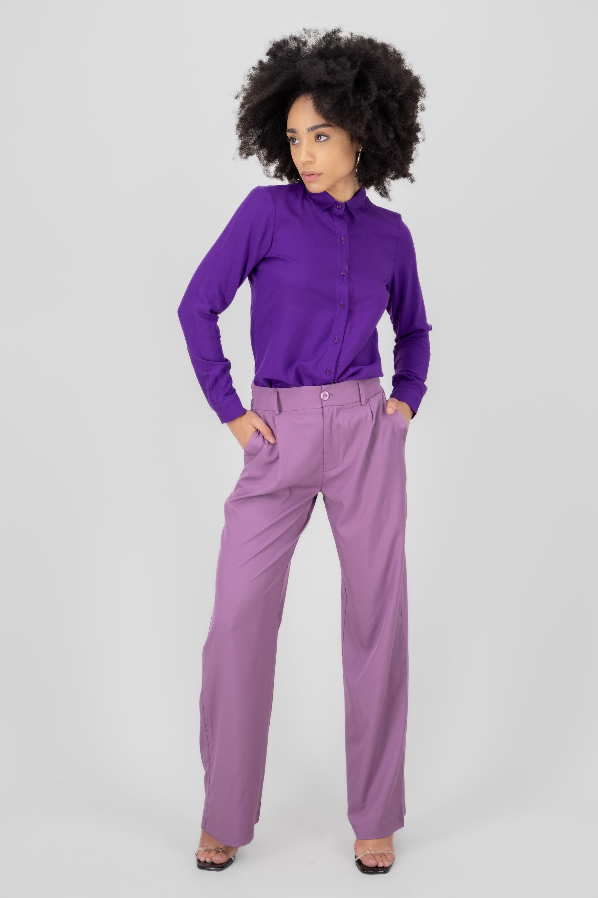 Straight pants tweezers pockets Dark lilac