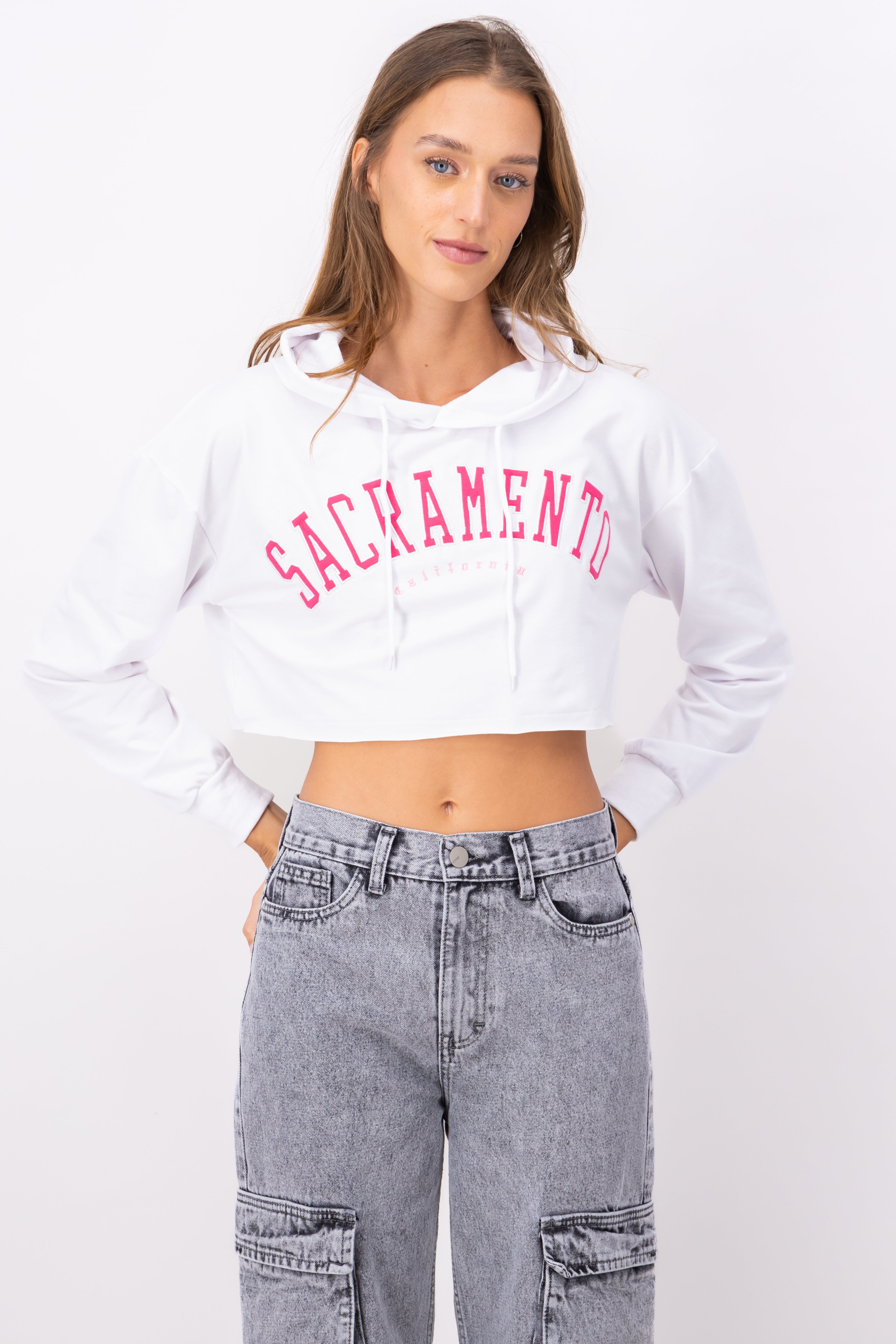 Crop Sacramento California sweatshirt Combo bone