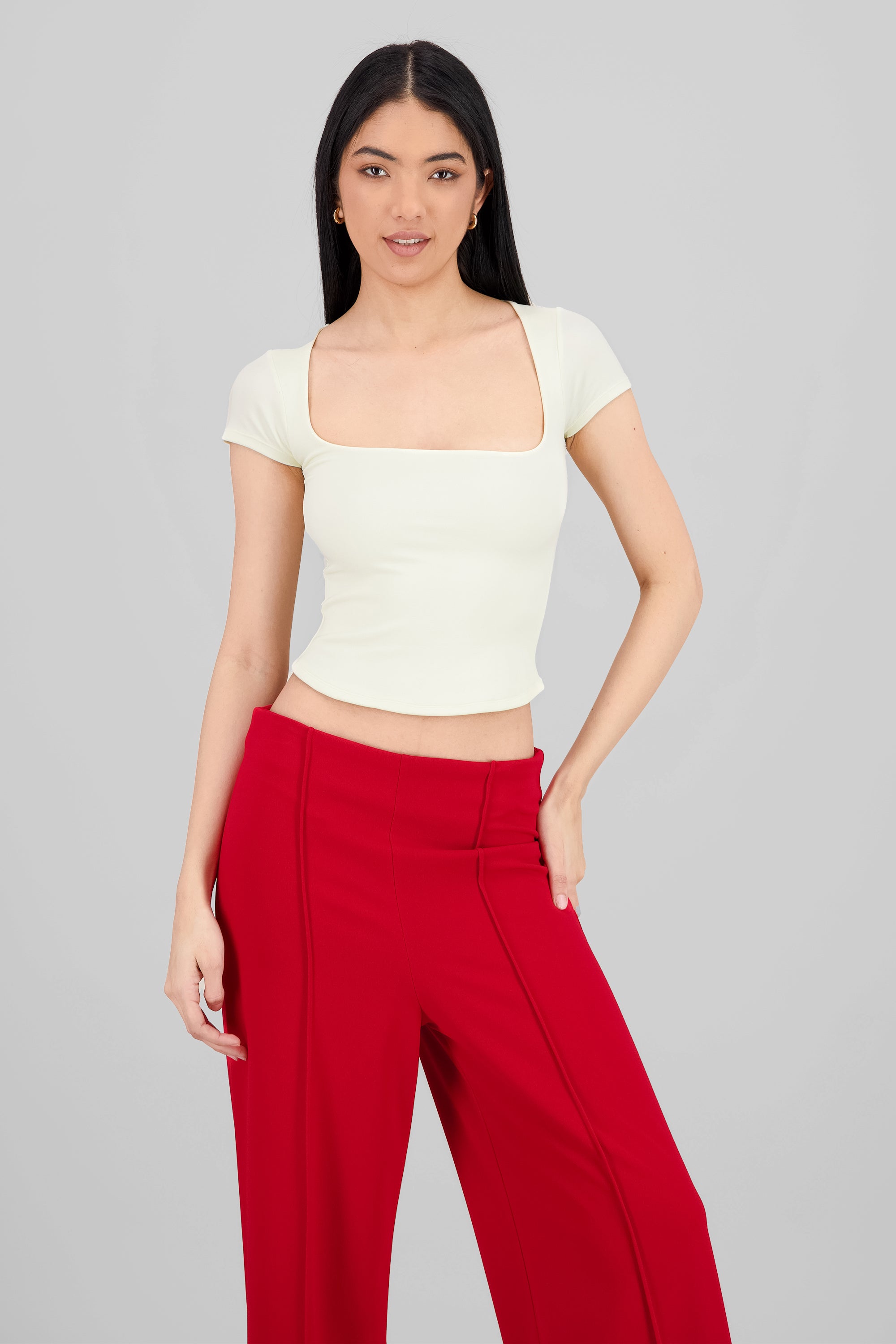 Top licra manga corta AMARILLO PASTEL