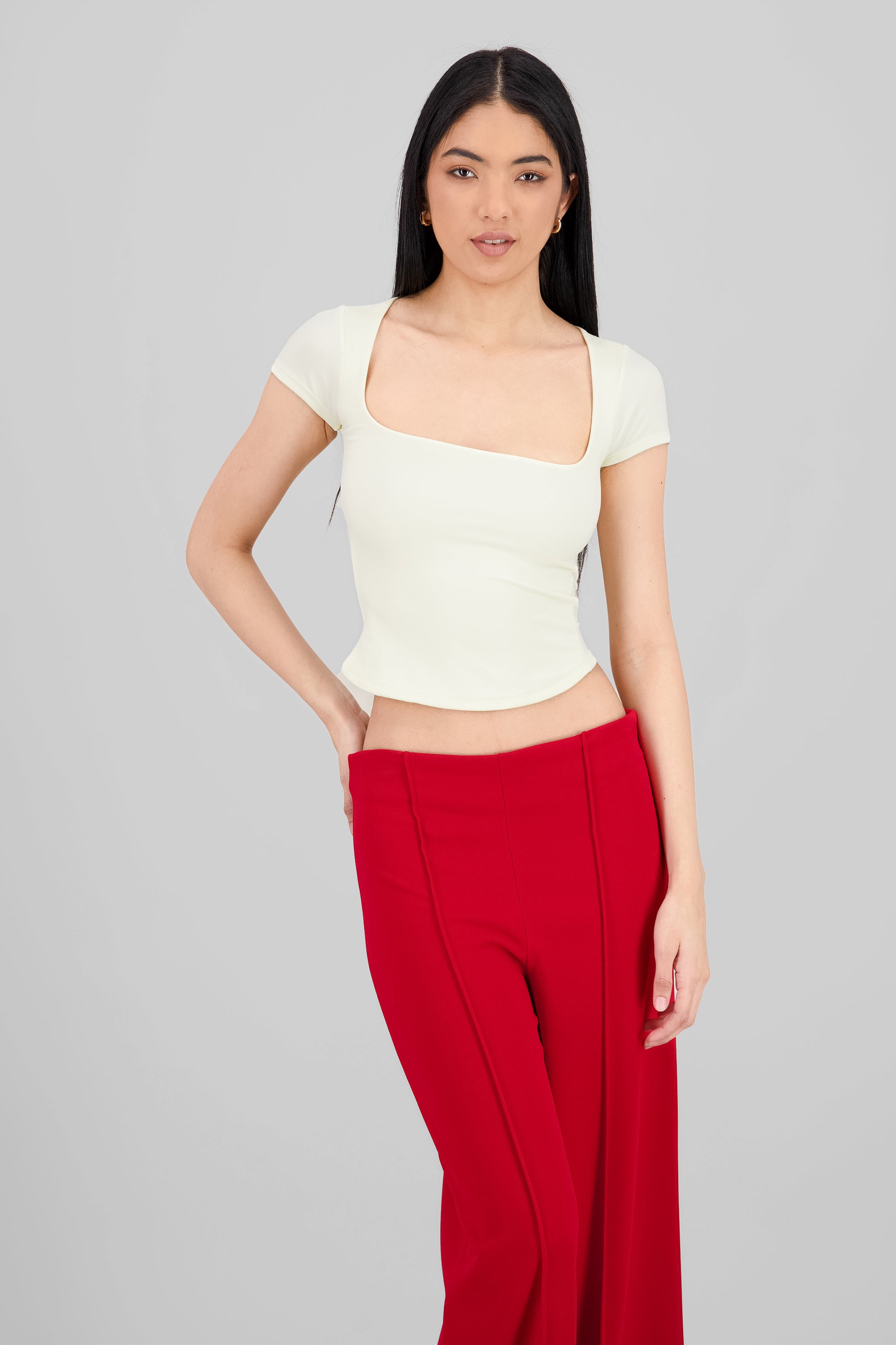 Top licra manga corta AMARILLO PASTEL
