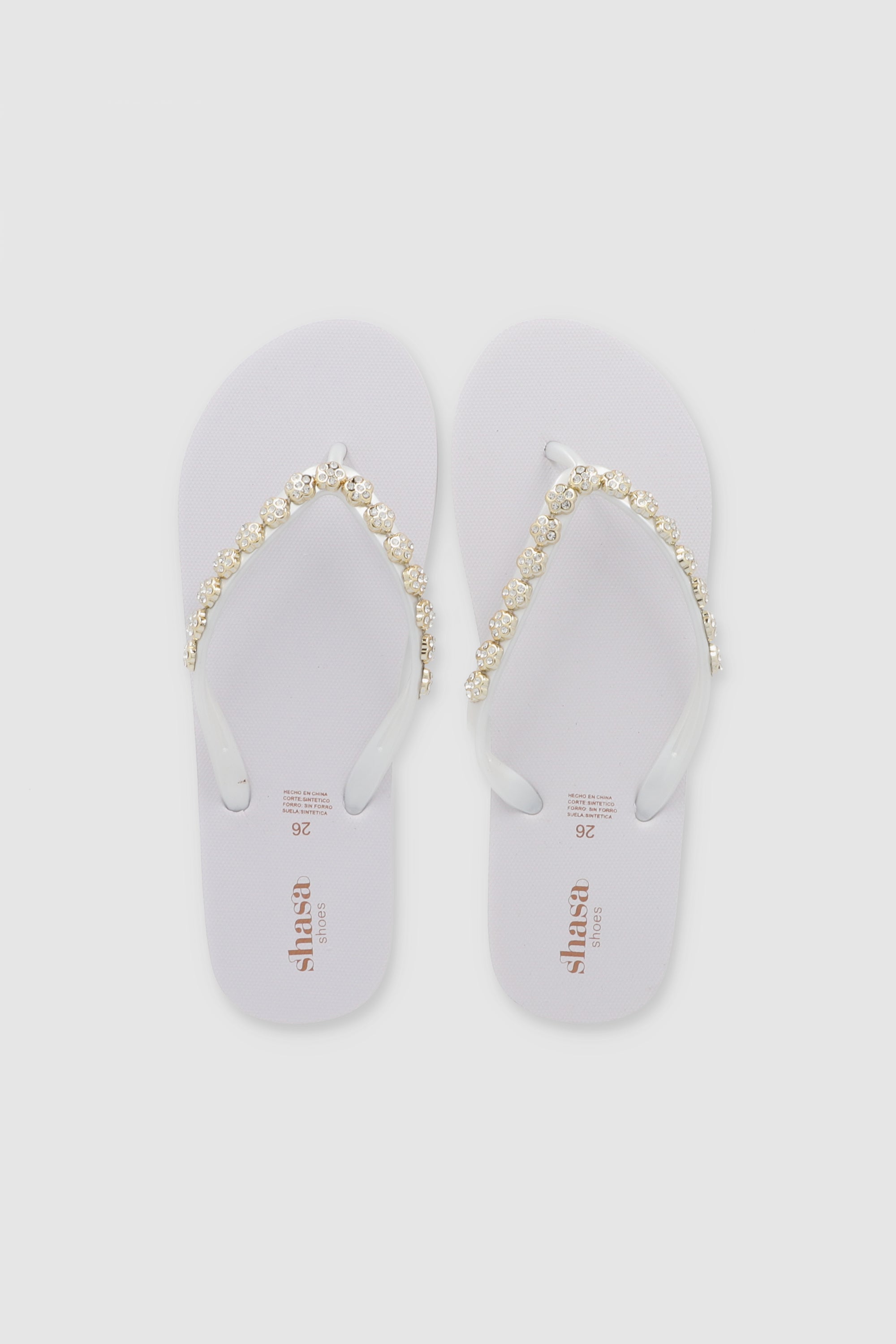 Flip Flops Chinela Flor Brillos BLANCO