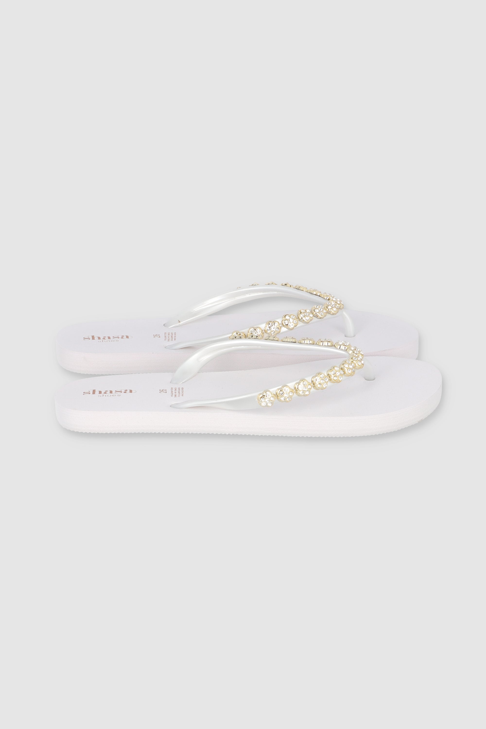 Flip Flops Chinela Flor Brillos BLANCO