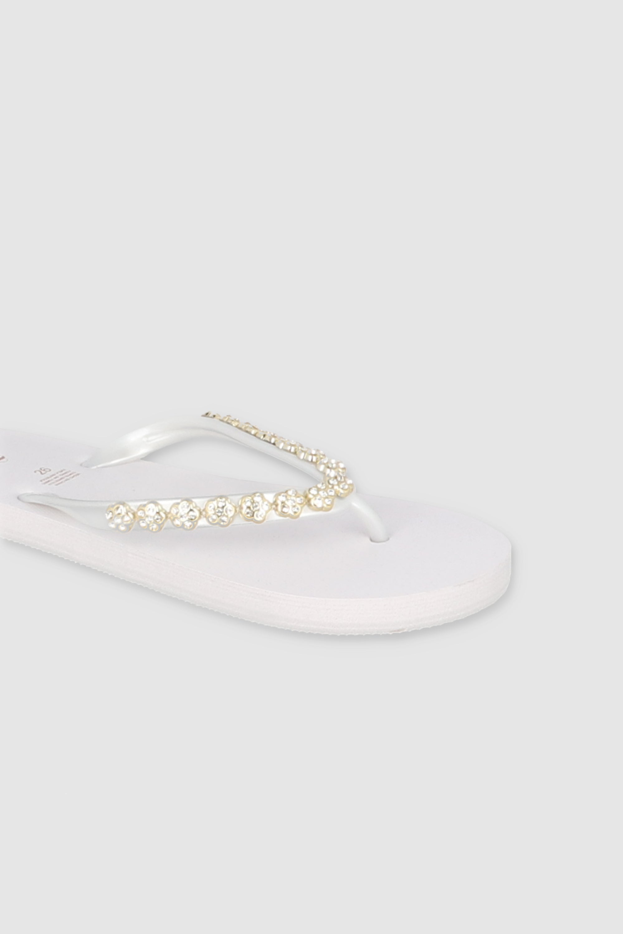 Flip Flops Chinela Flor Brillos BLANCO