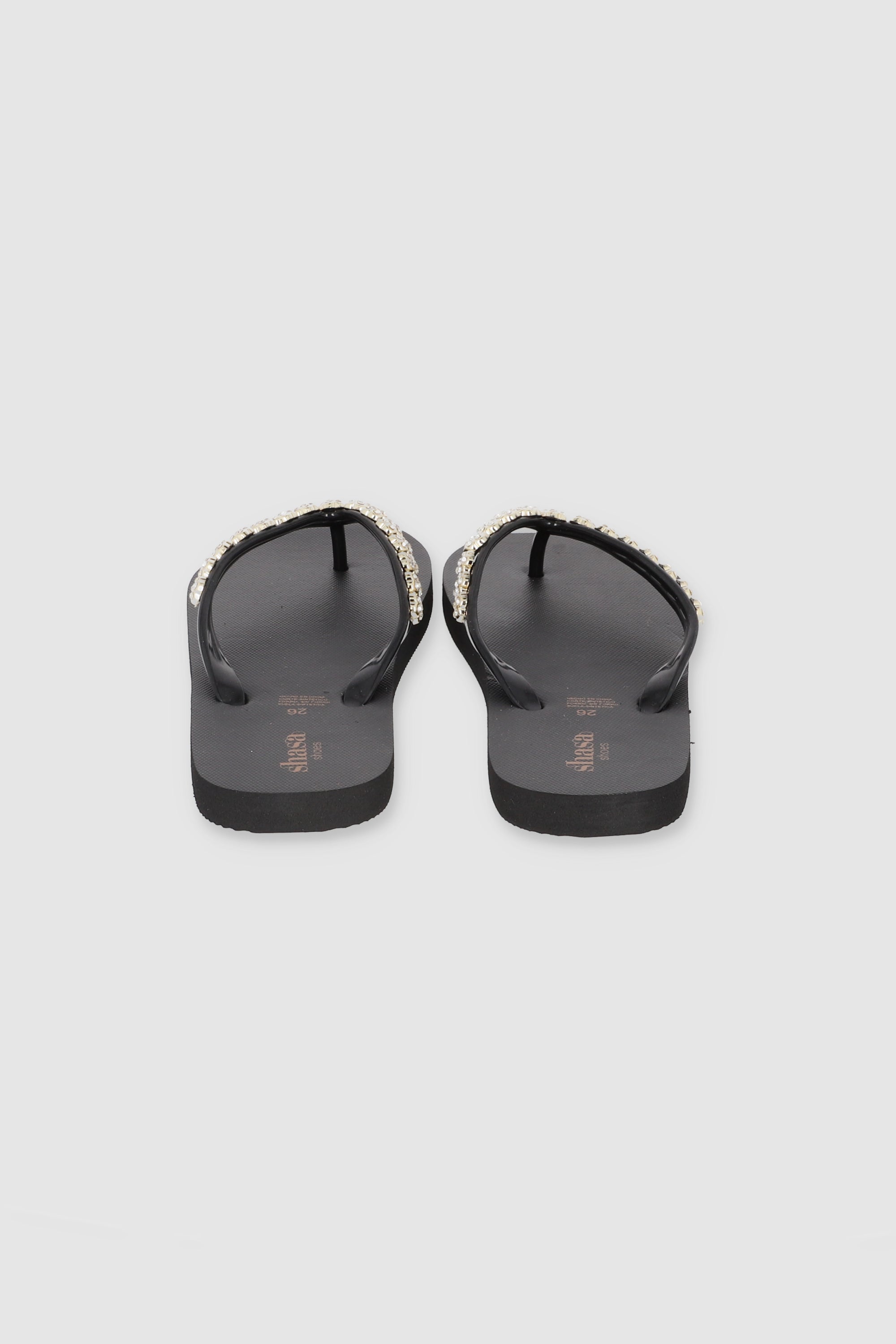 Flip Flops Chinela Flor Brillos NEGRO