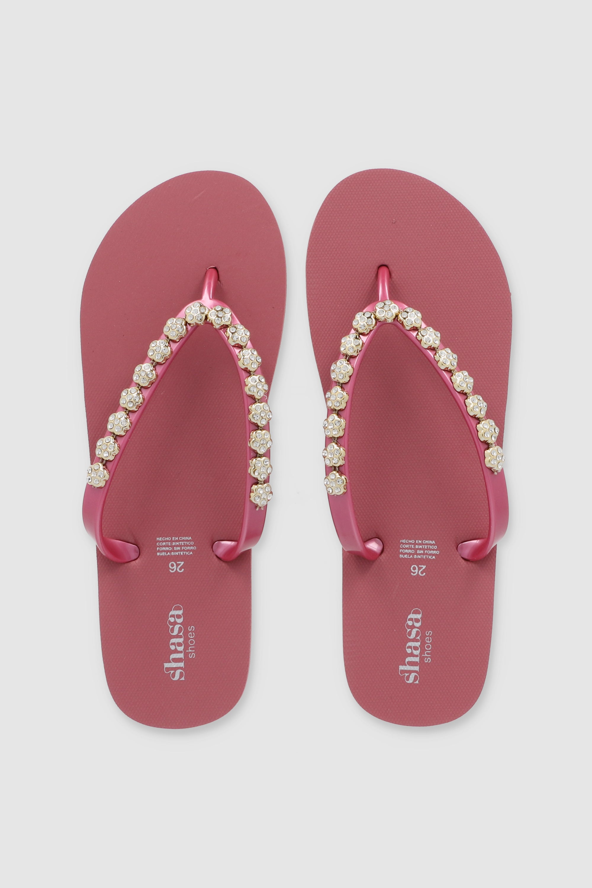 Flip Flops Chinela Flor Brillos VINO