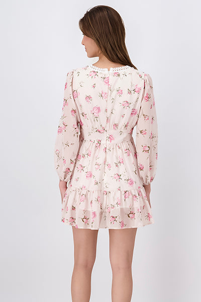 MINI MANGA DRESS FLOWERS PINK