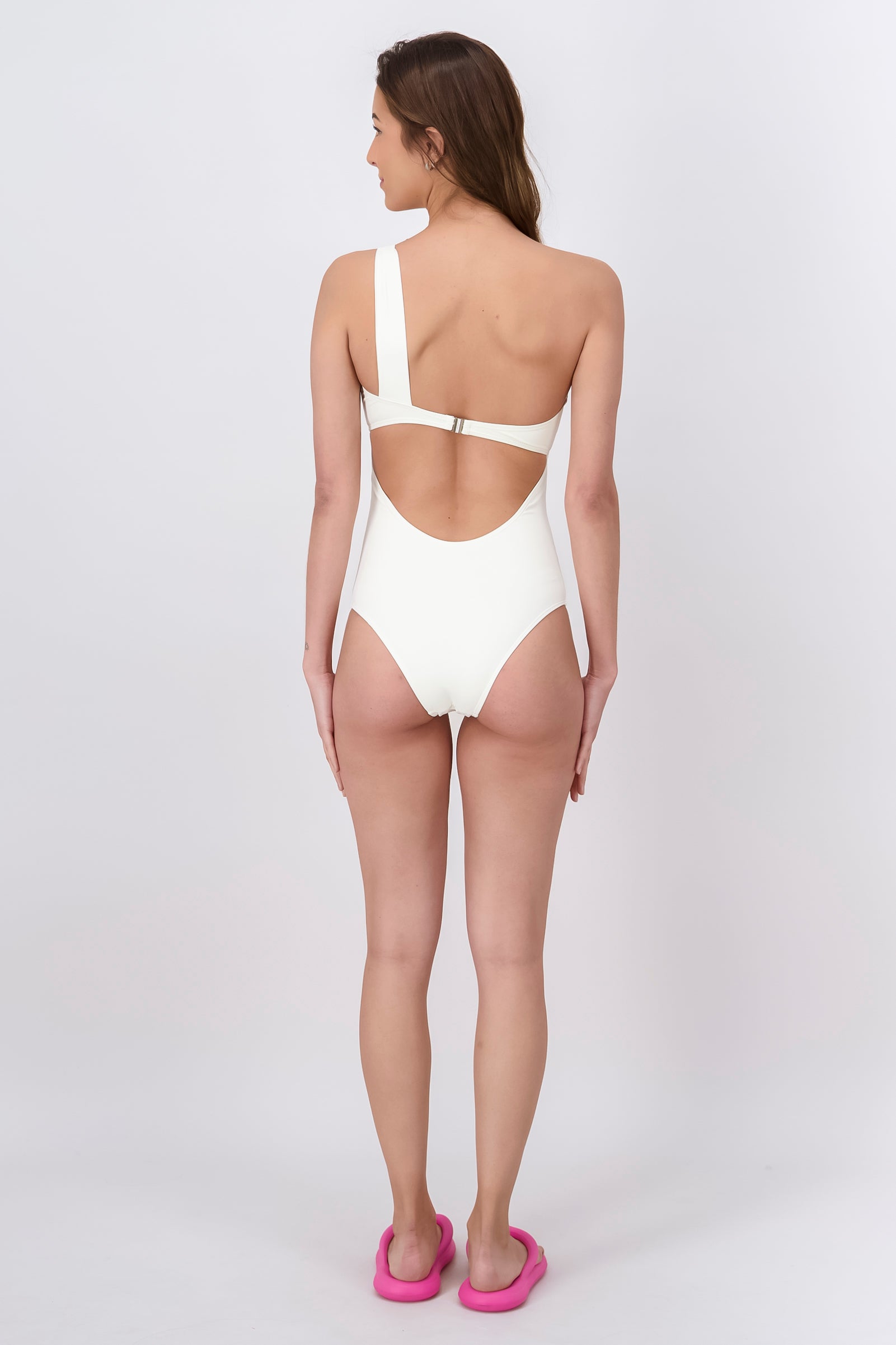 Swimsuit with strap and cutting WHITE