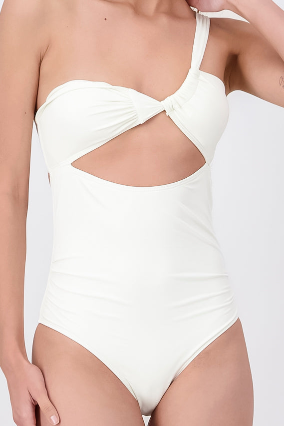 Swimsuit with strap and cutting WHITE