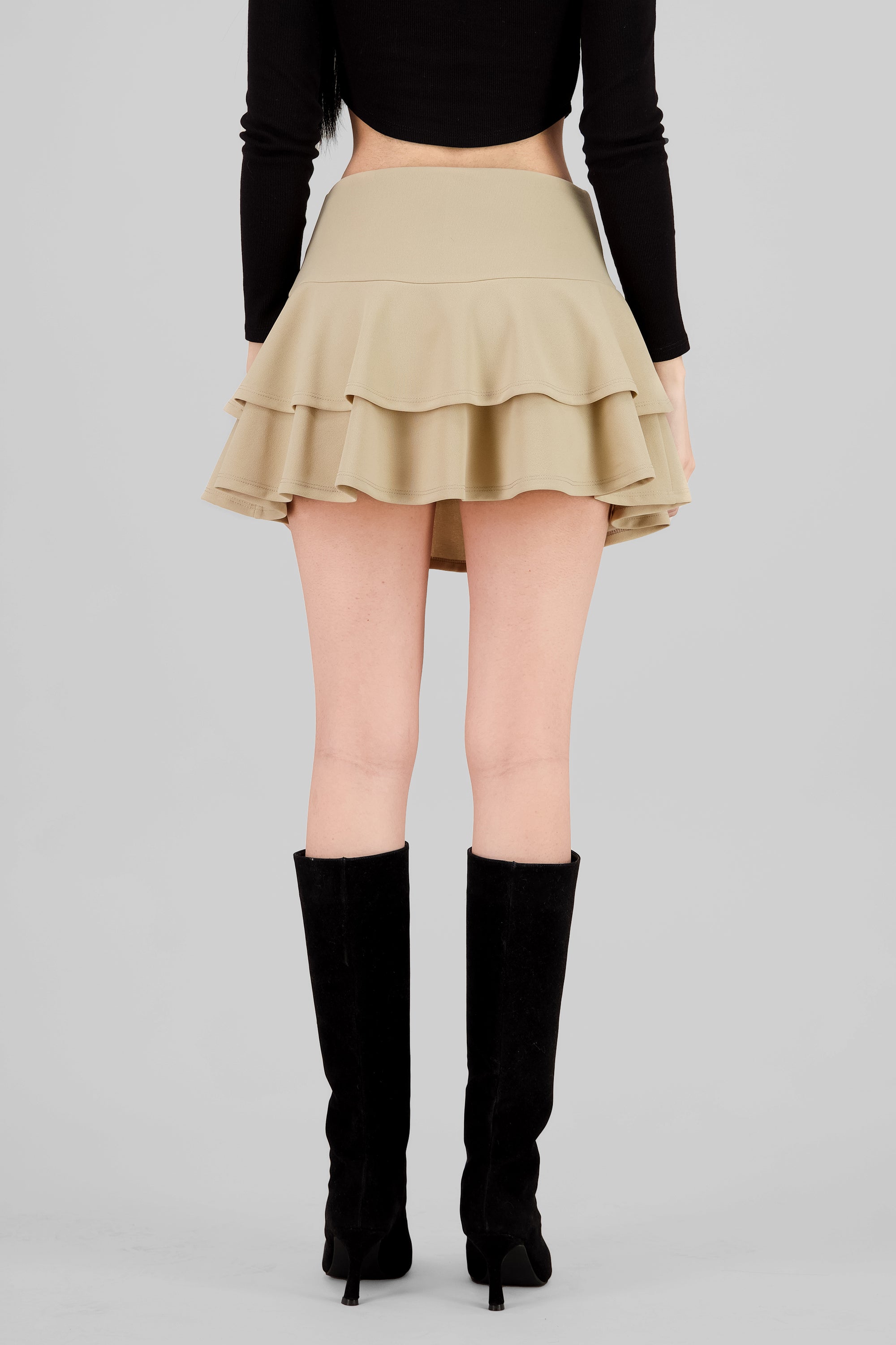 Falda Doble Olan Pretina Ancha BEIGE