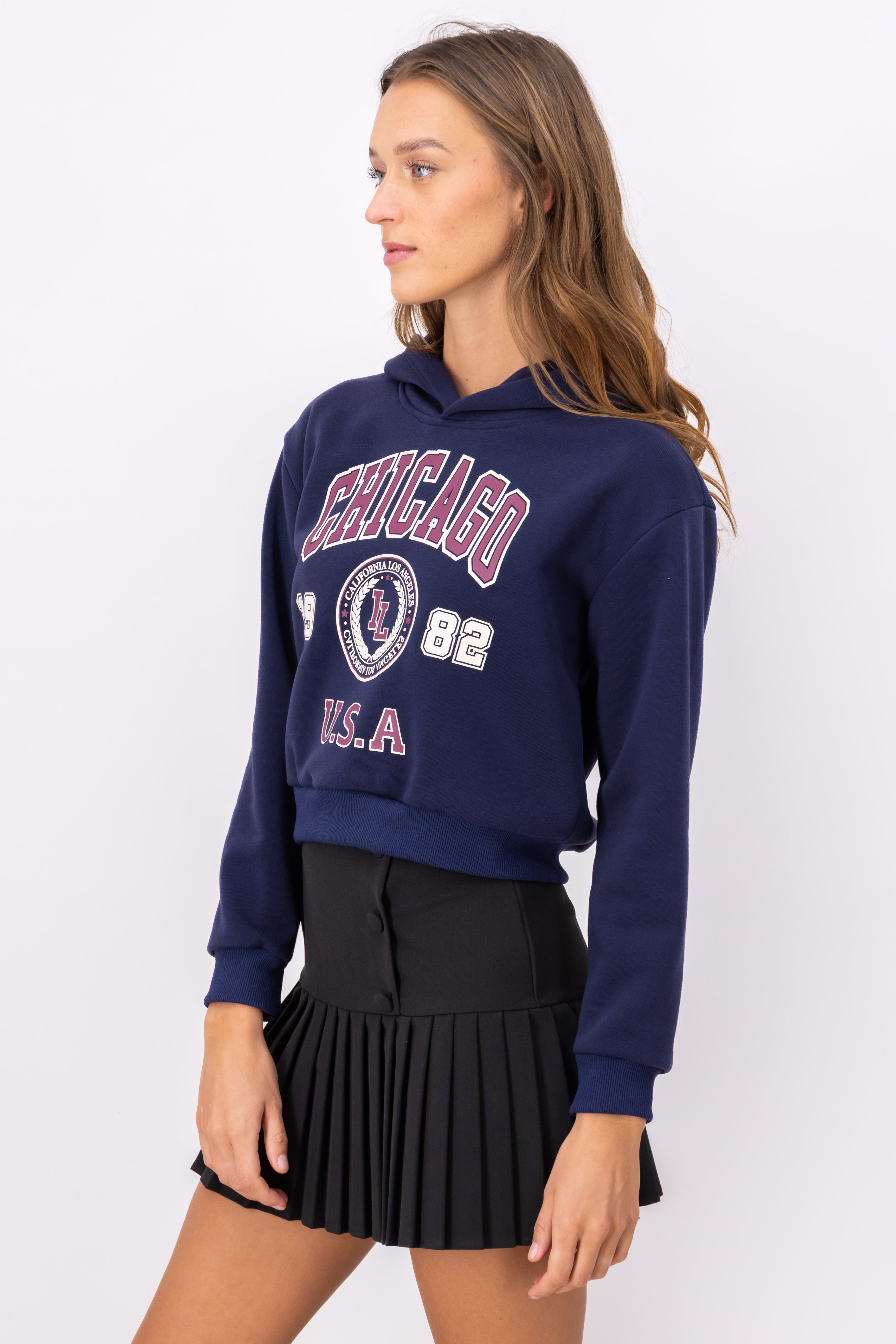 Chicago Print Crop Sweatshirt MARINE