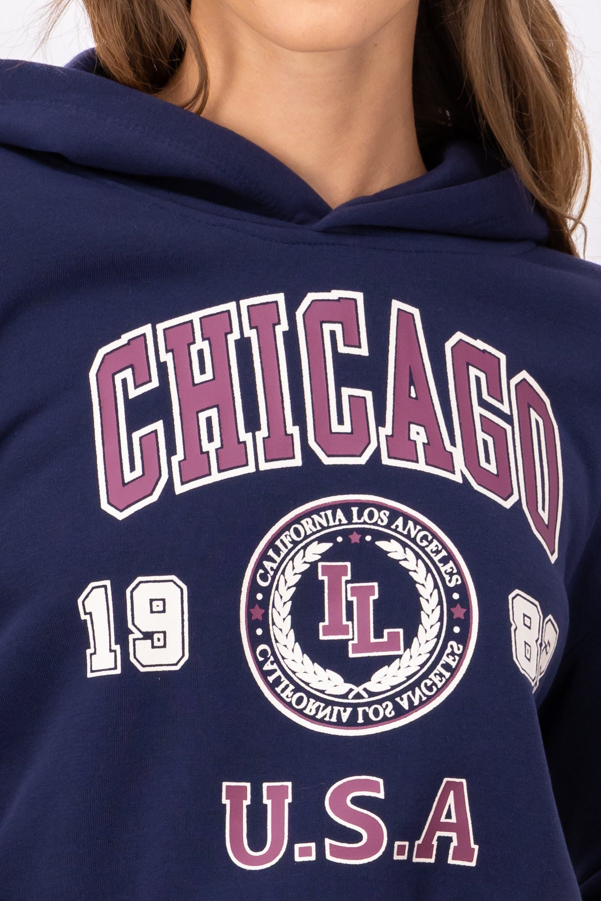 Chicago Print Crop Sweatshirt MARINE