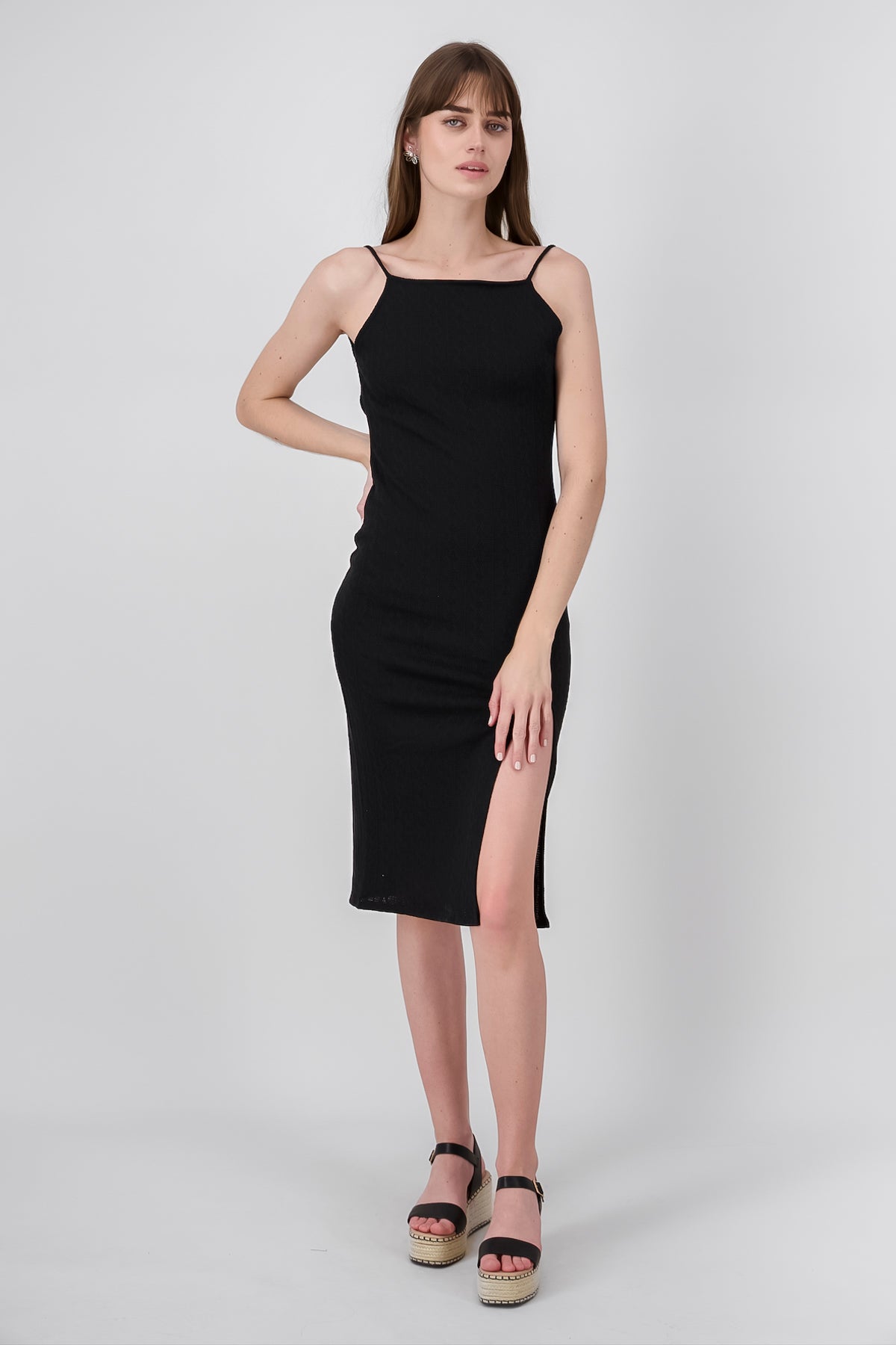 Midi Dress Establishing Texture BLACK