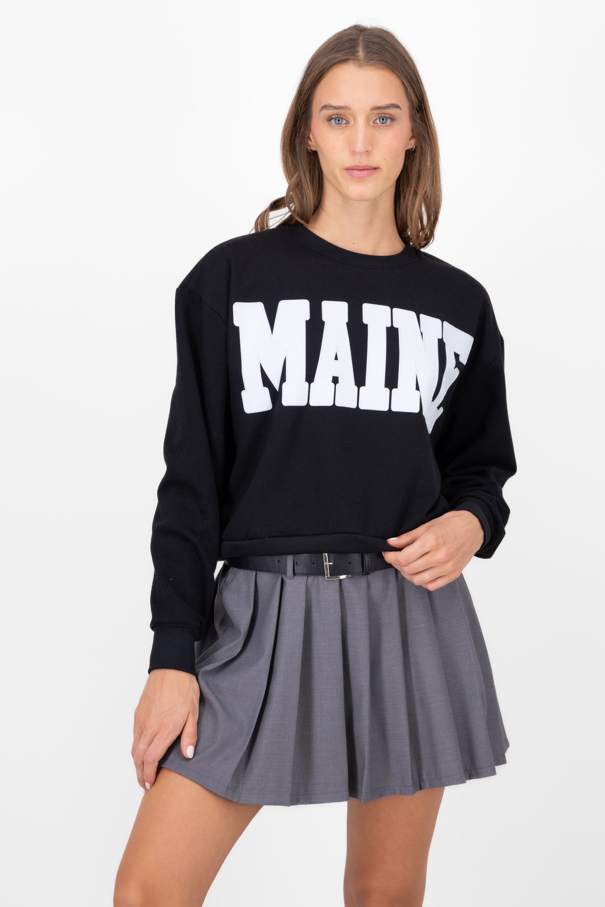 MAINE HYPSTER CROP Sweatshirt BLACK