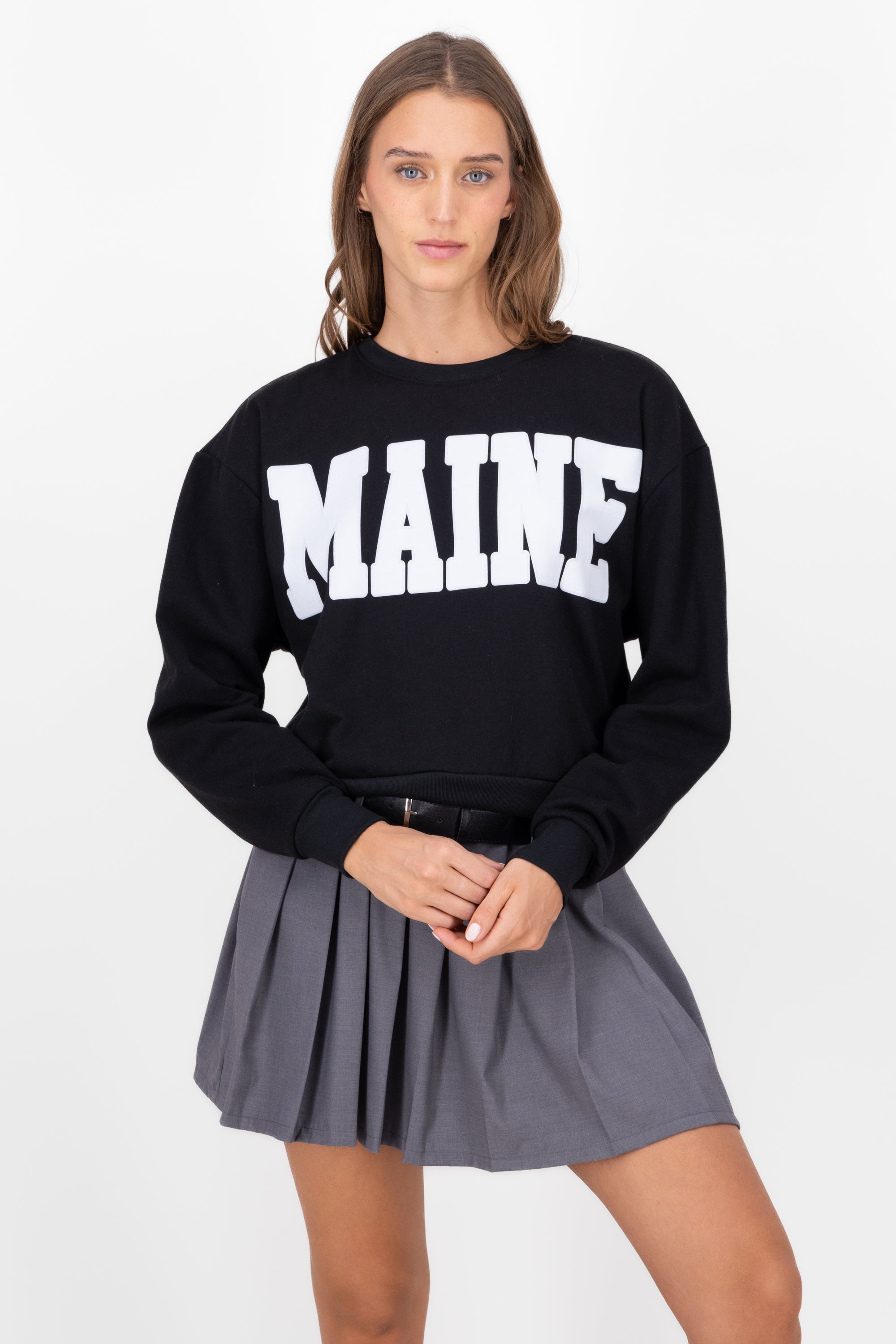 MAINE HYPSTER CROP Sweatshirt BLACK