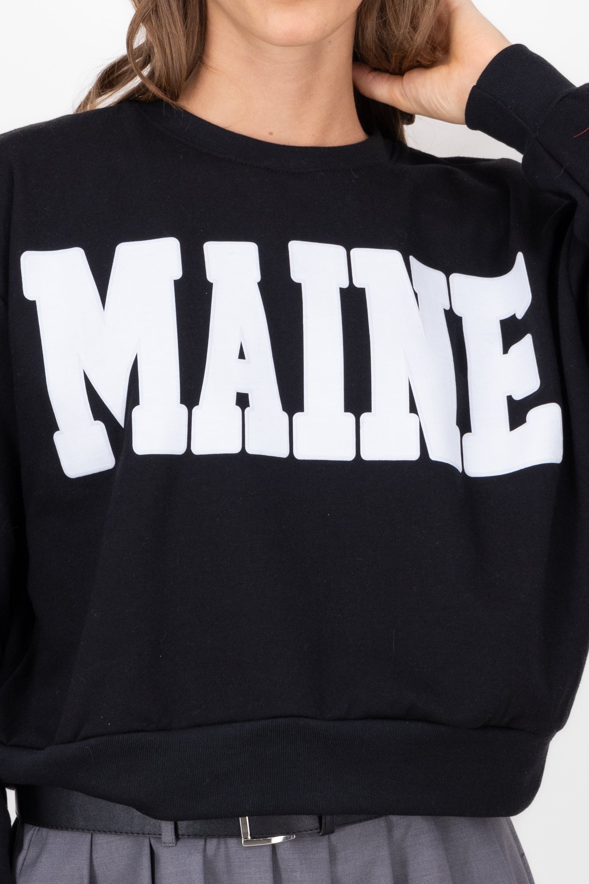 MAINE HYPSTER CROP Sweatshirt BLACK