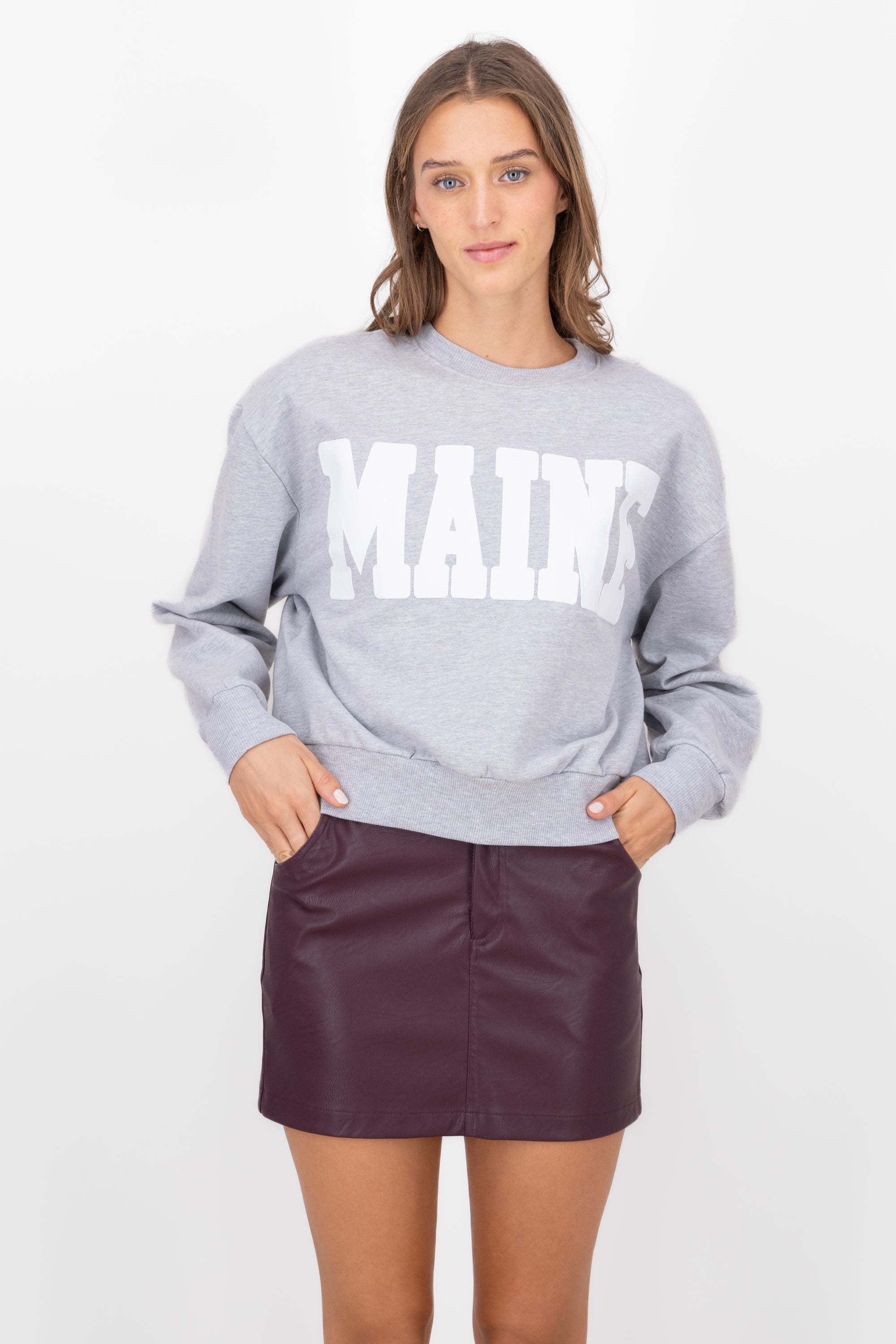 MAINE HYPSTER CROP Sweatshirt GREY