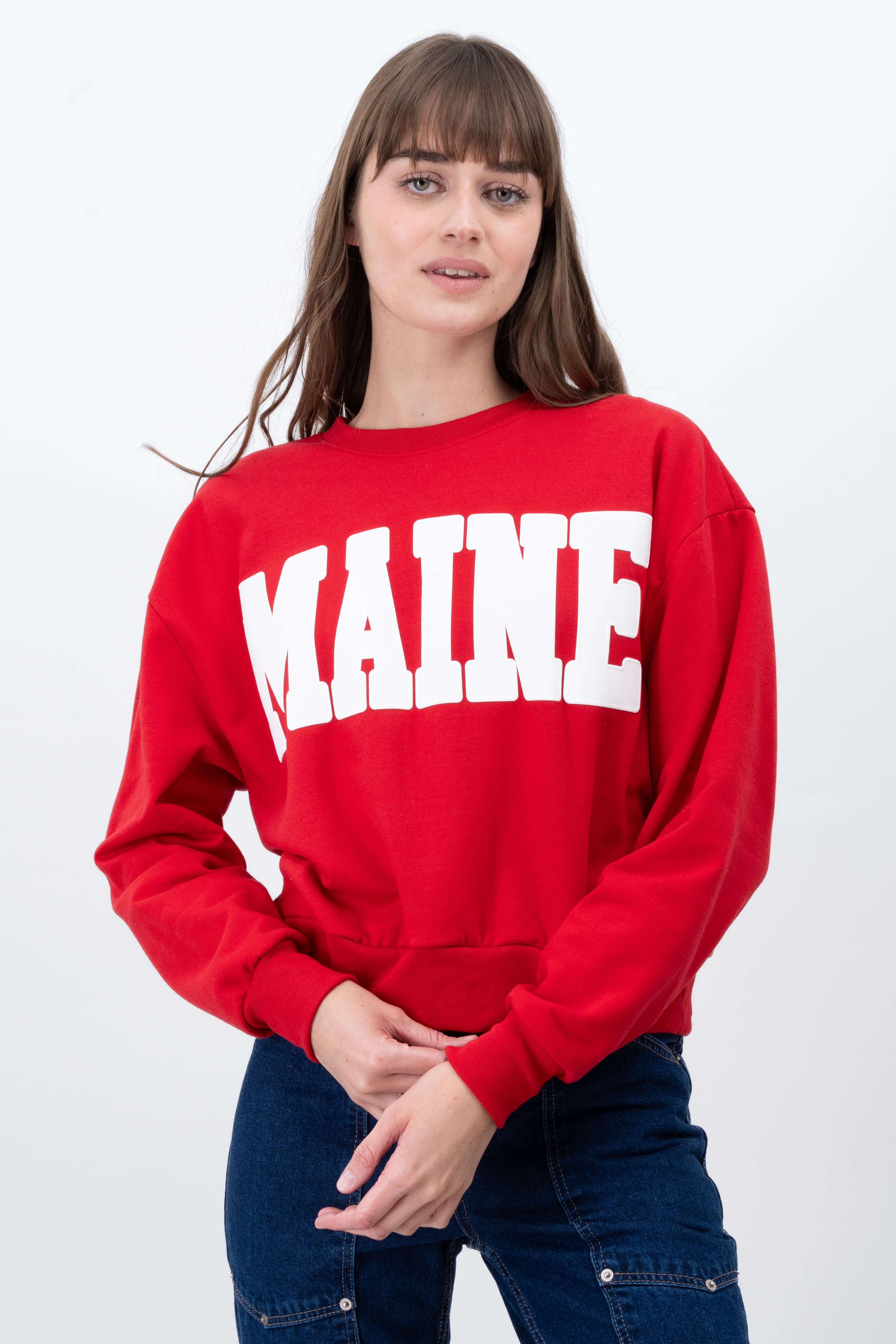 MAINE HYPSTER CROP Sweatshirt Combo red