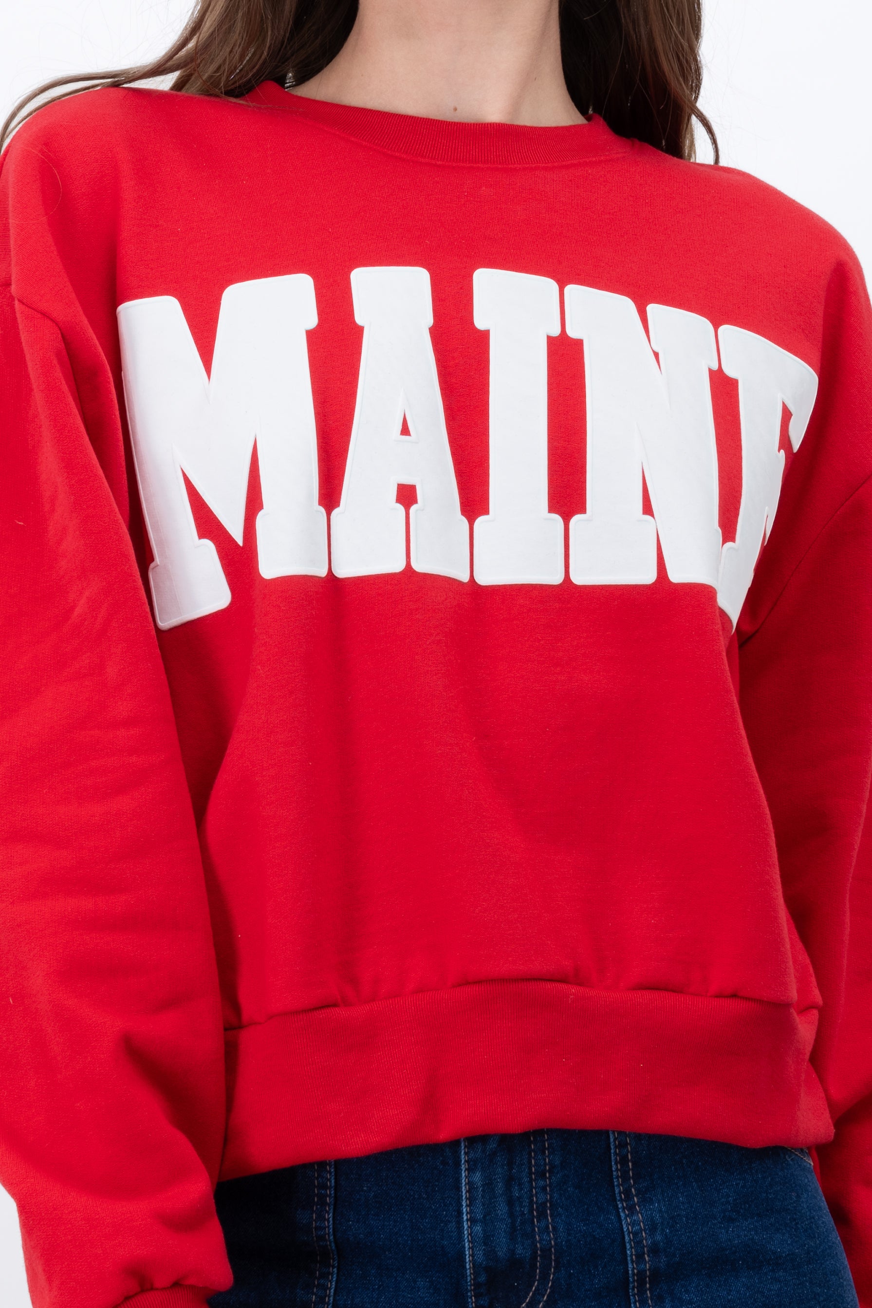 MAINE HYPSTER CROP Sweatshirt Combo red