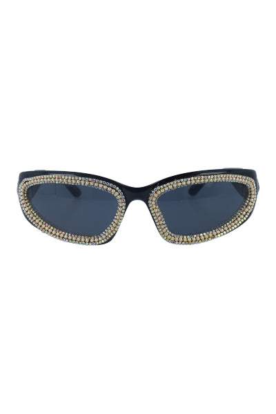 Sport lenses bright rhinestones BLACK