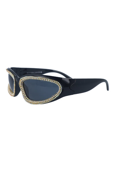 Sport lenses bright rhinestones BLACK