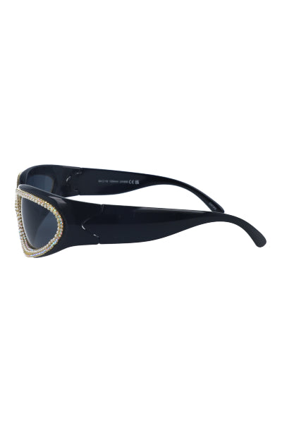 Sport lenses bright rhinestones BLACK