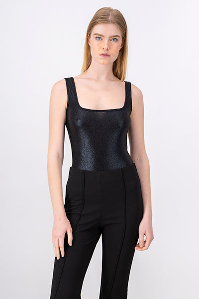 Bodysuit liso textura efecto piel NEGRO