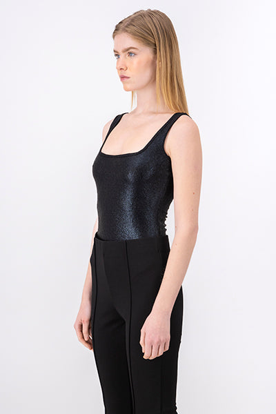 Bodysuit liso textura efecto piel NEGRO