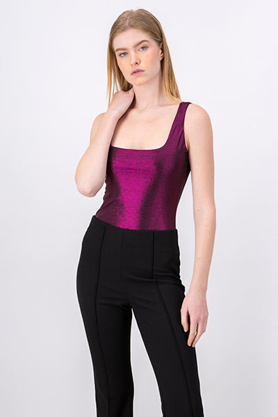 Metallic Smooth Bodysuit Brillos Bright pink