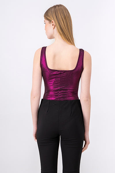 Metallic Smooth Bodysuit Brillos Bright pink