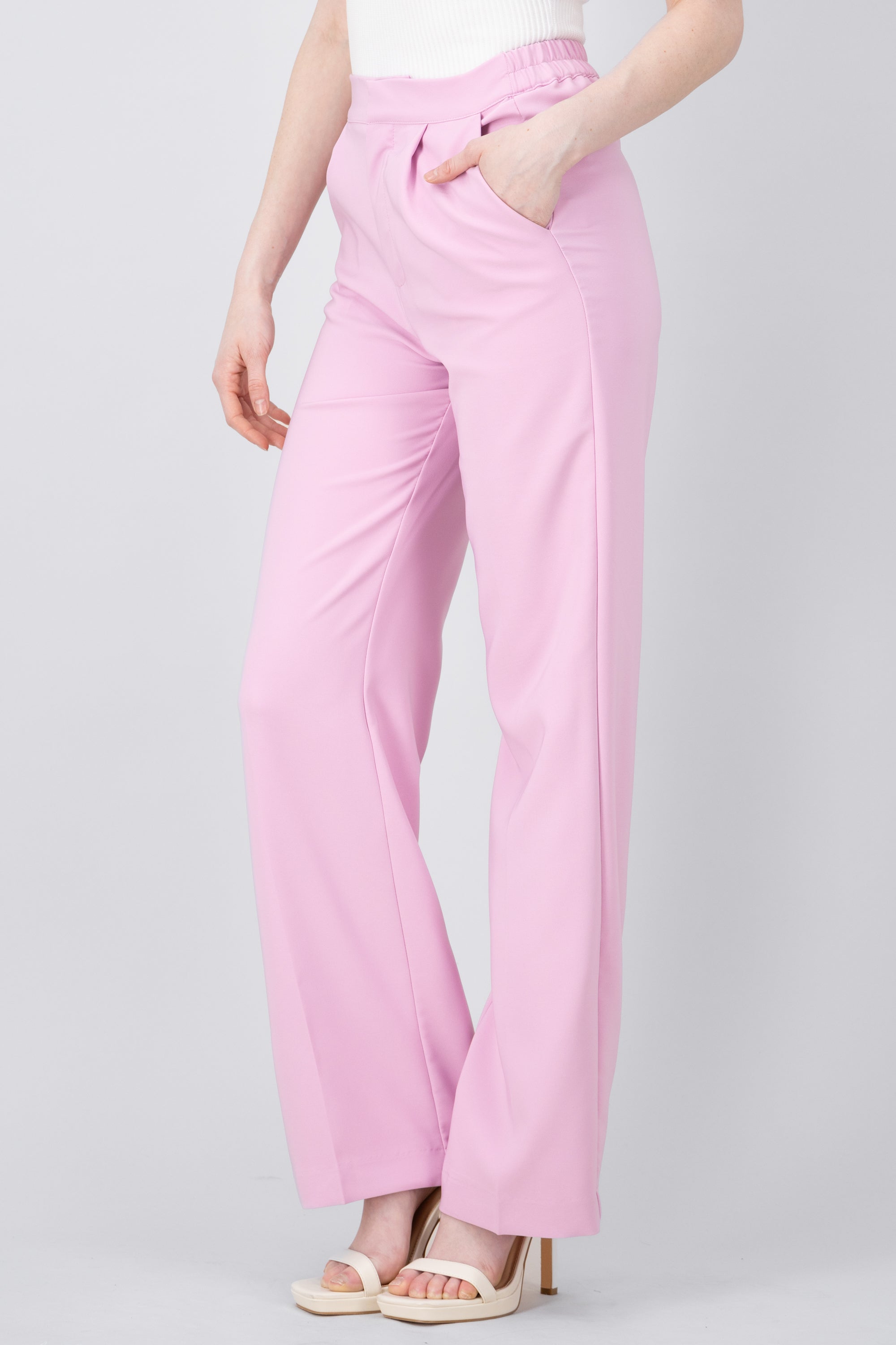 Pantalon Recto Liso Con Pinzas ROSA