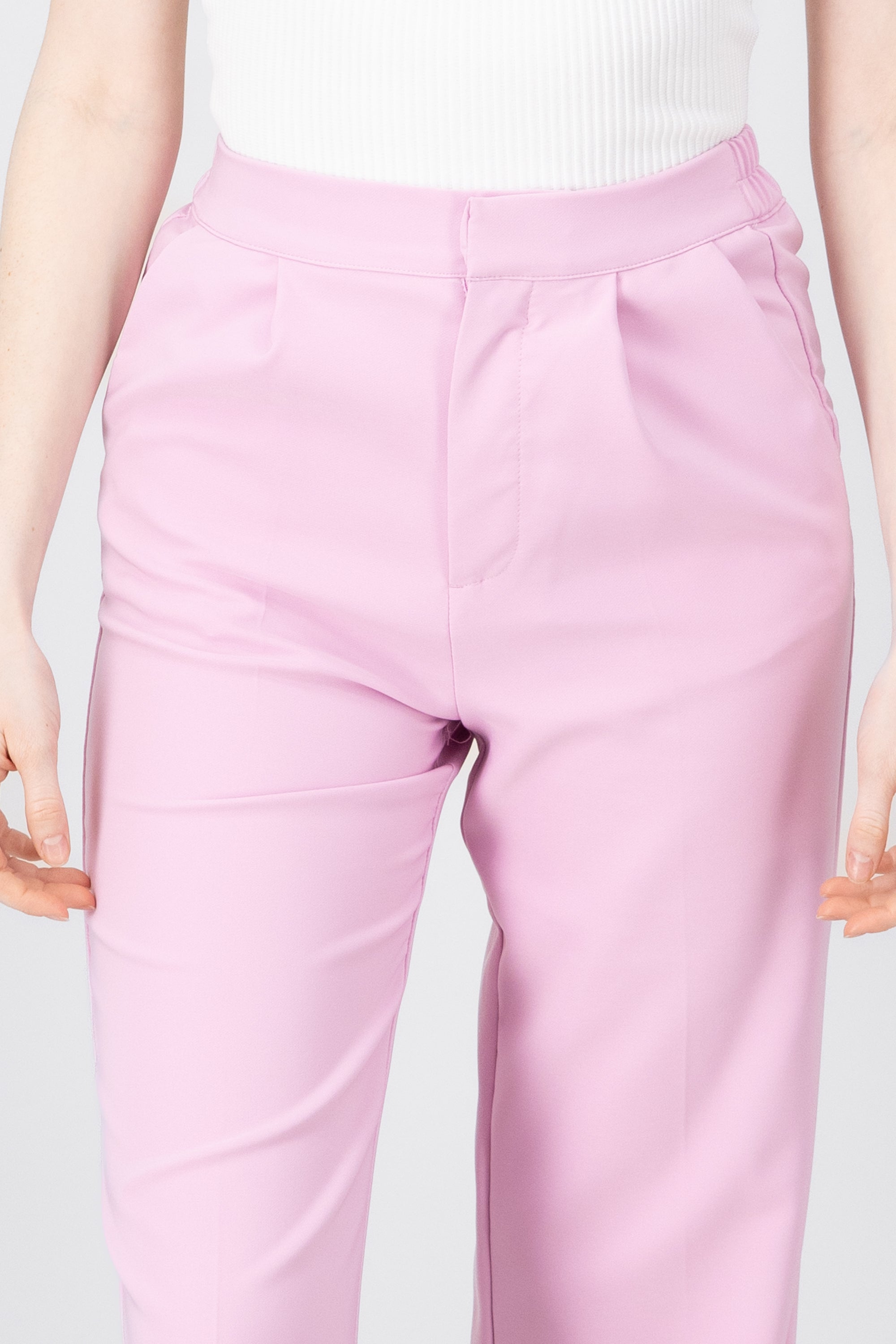 Pantalon Recto Liso Con Pinzas ROSA