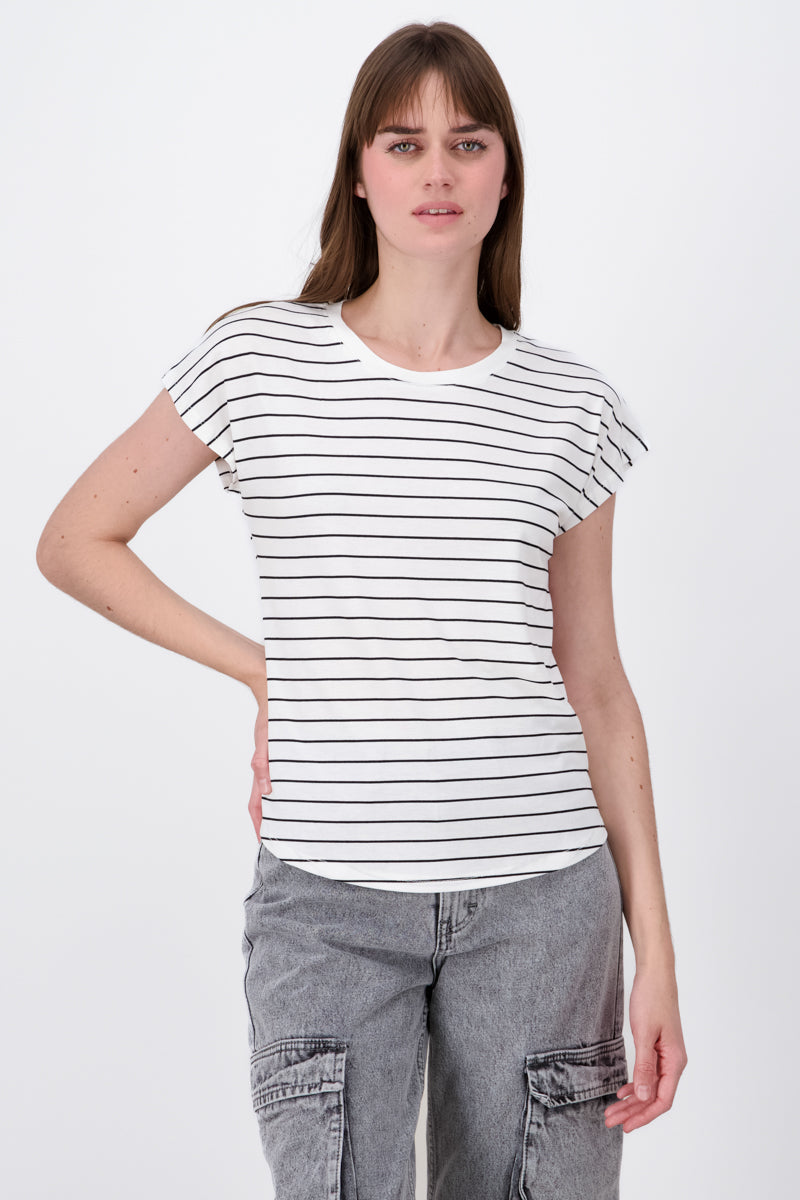 Short manga striped shirt White Combo