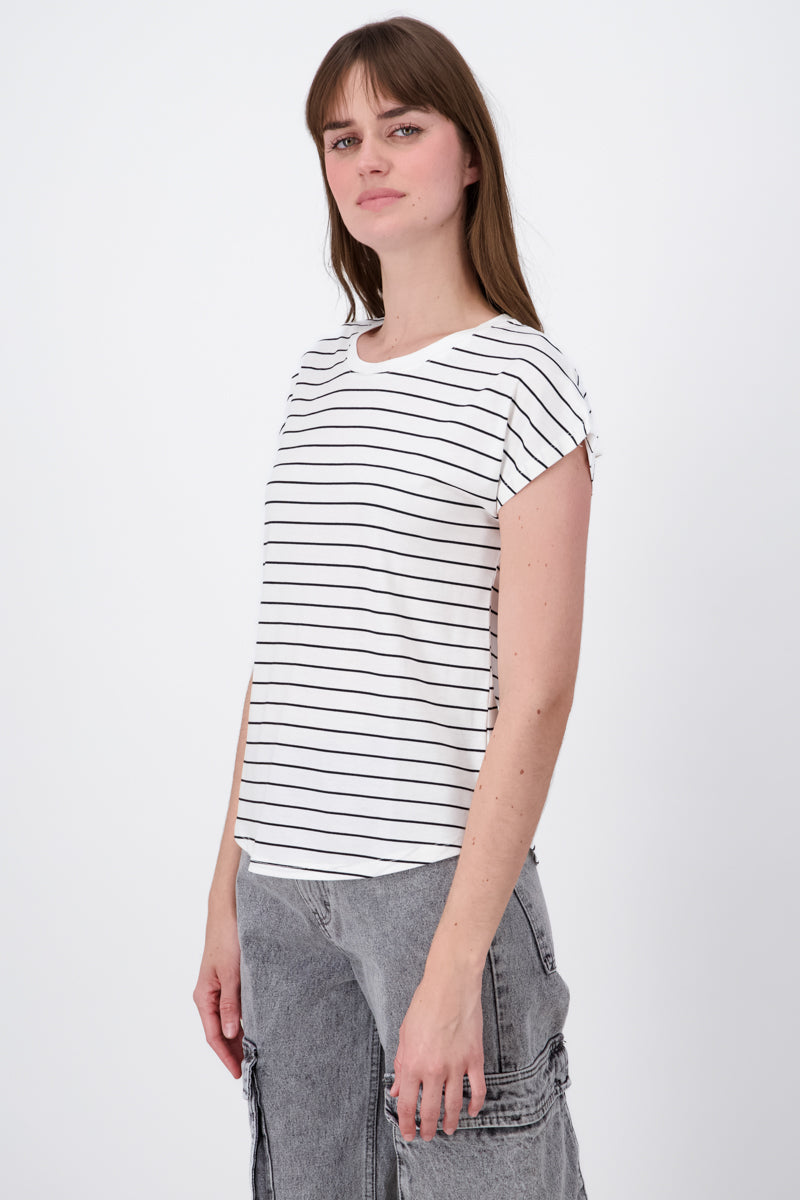 Short manga striped shirt White Combo