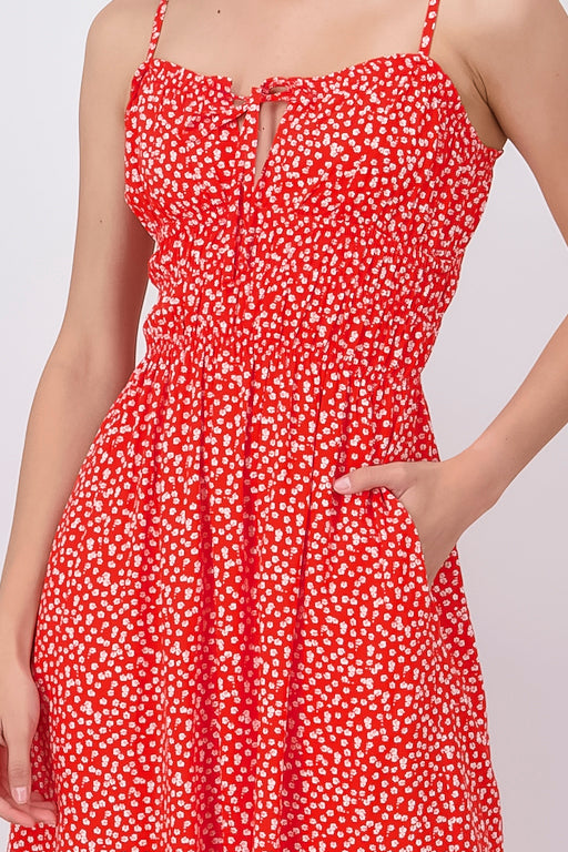 Vestido Maxi Estampado Floral Detalle Moño Hypster ROJO COMBO