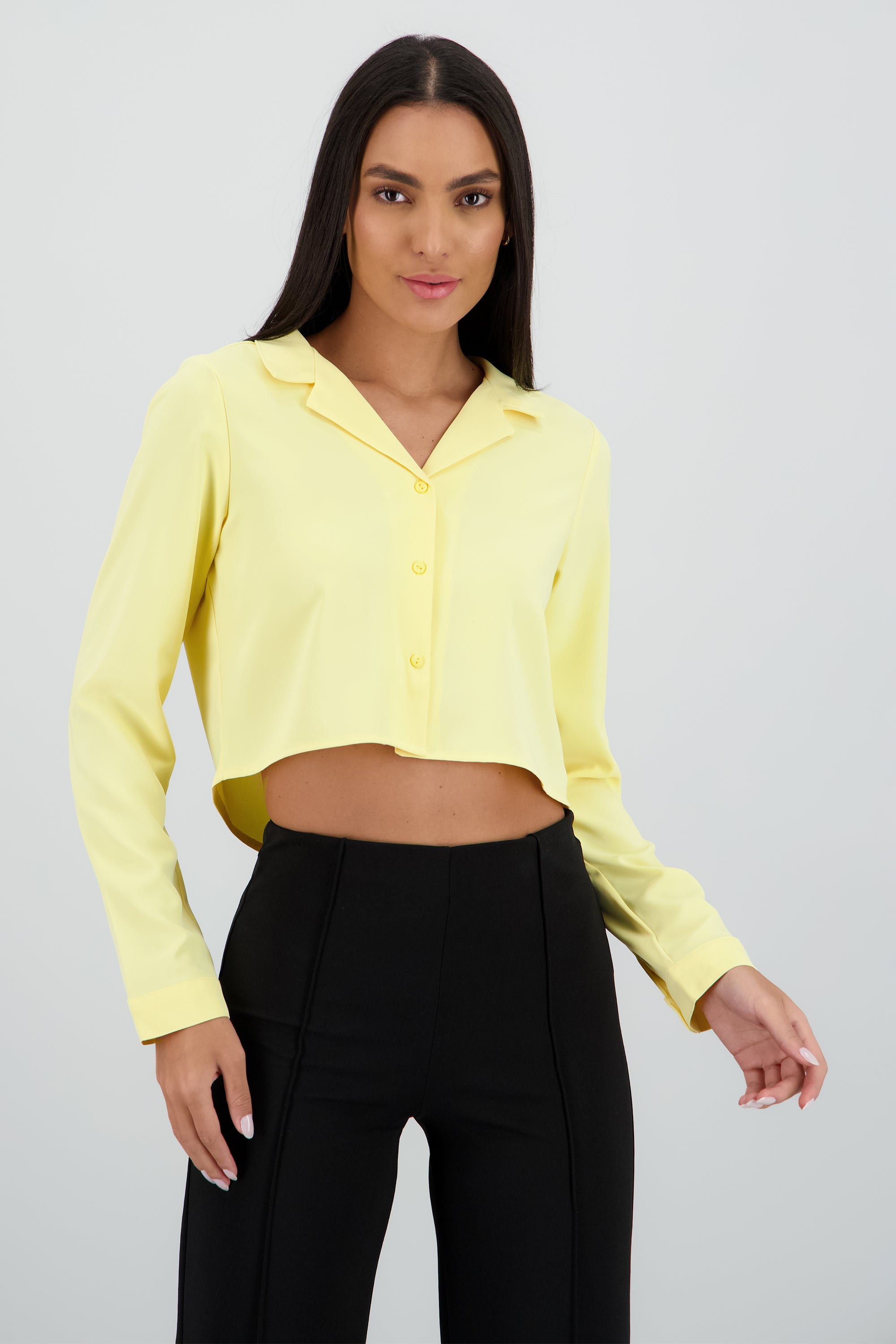 Camisa Lisa Manga Larga AMARILLO PASTEL